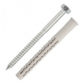 Nylon long expansion plug - hex screw - zinc plated